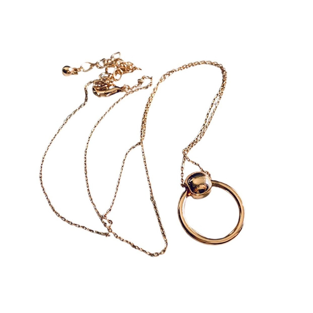 Rose gold plated chain and circle pendant necklace